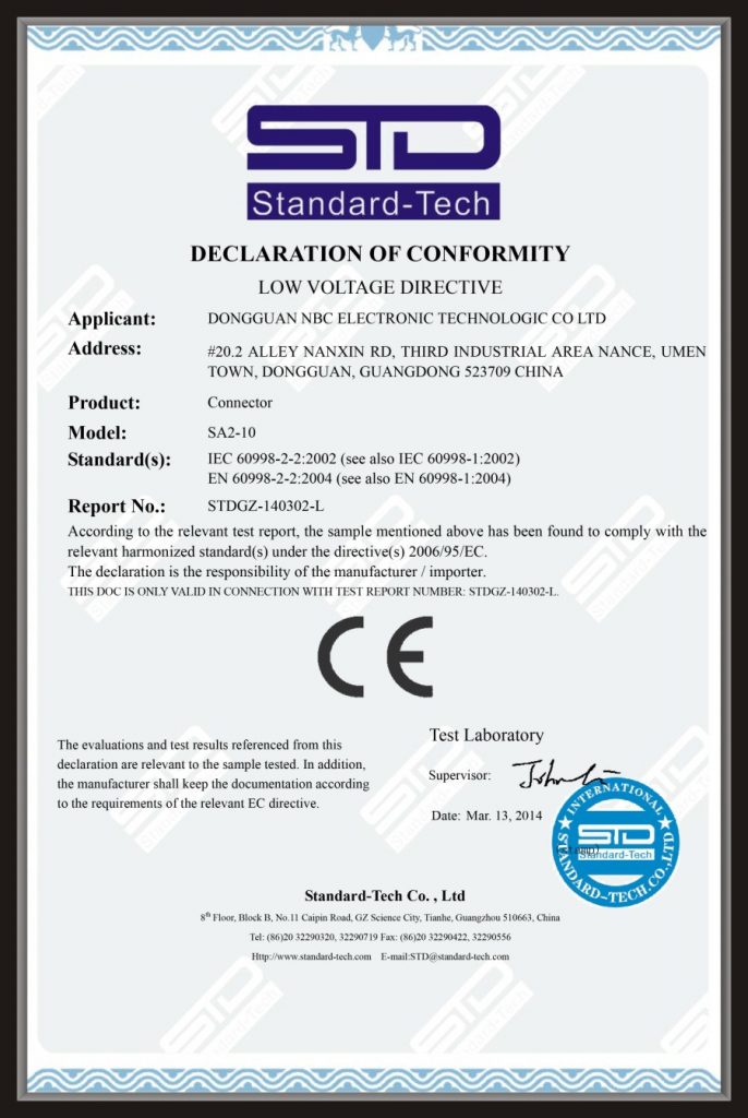 SA2-10 CE Certificate