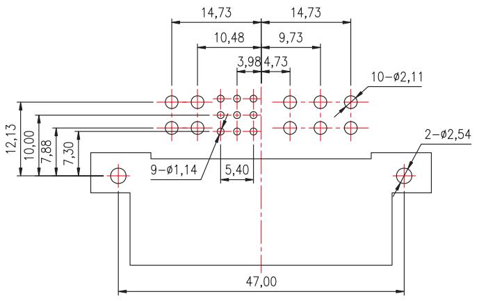 Doporučená velikost otvoru PCB (tolerance ± 0,05)