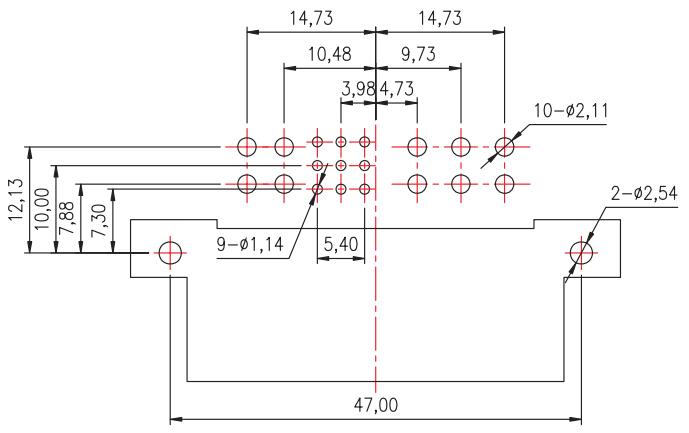 ទំហំរន្ធ PCB ដែលបានណែនាំ (ការអត់ធ្មត់ ± 0.05)