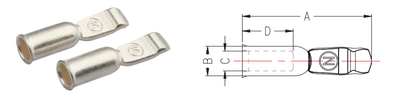 Motsoako oa Power connector PA75-6