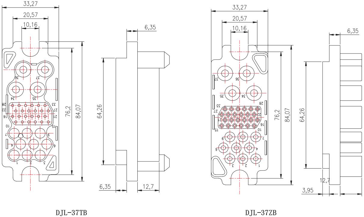 Spektrum jinis kontak (saka sisih kombinasi plug) b