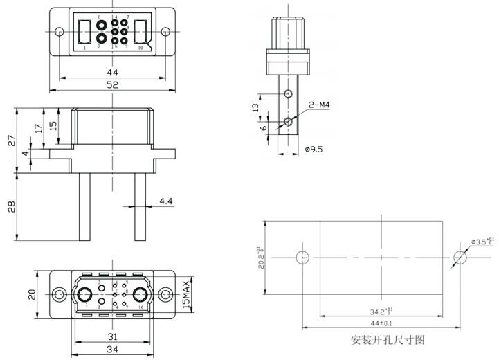 DJL08-10Z01A, DJL08-10Z02A Buchse