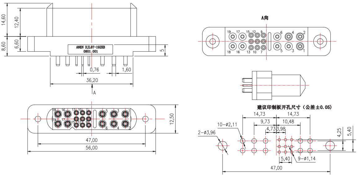 DJLO7-19ZKB Entxufearen forma eta tamaina