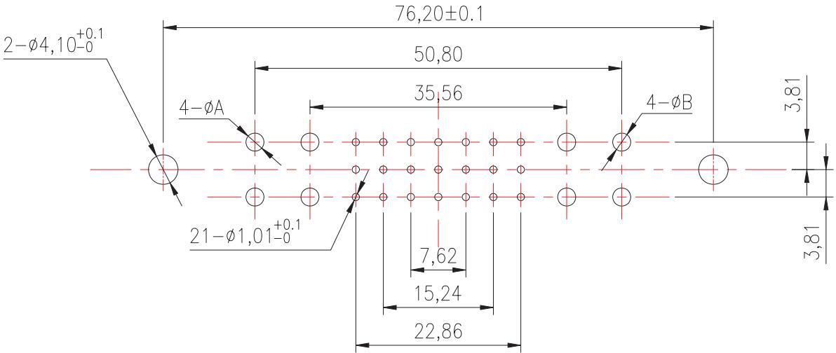 Dimensione del foro di installazione della serie Djl29