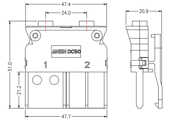 Modul tápcsatlakozója DC50&DC150-2