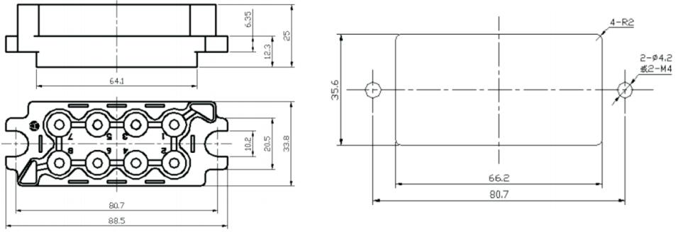 Modulio maitinimo jungtis DJL8-8 lizdas