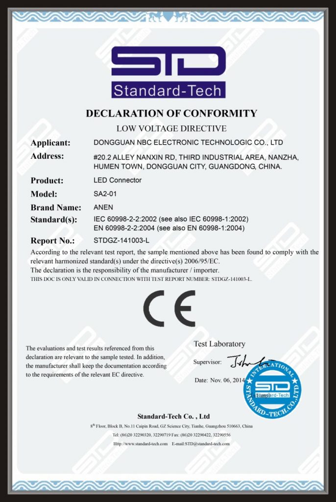 SA2-01 CE-certificaat