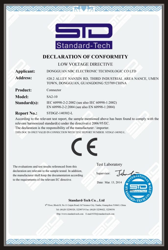 SA2-10 CE-certificaat