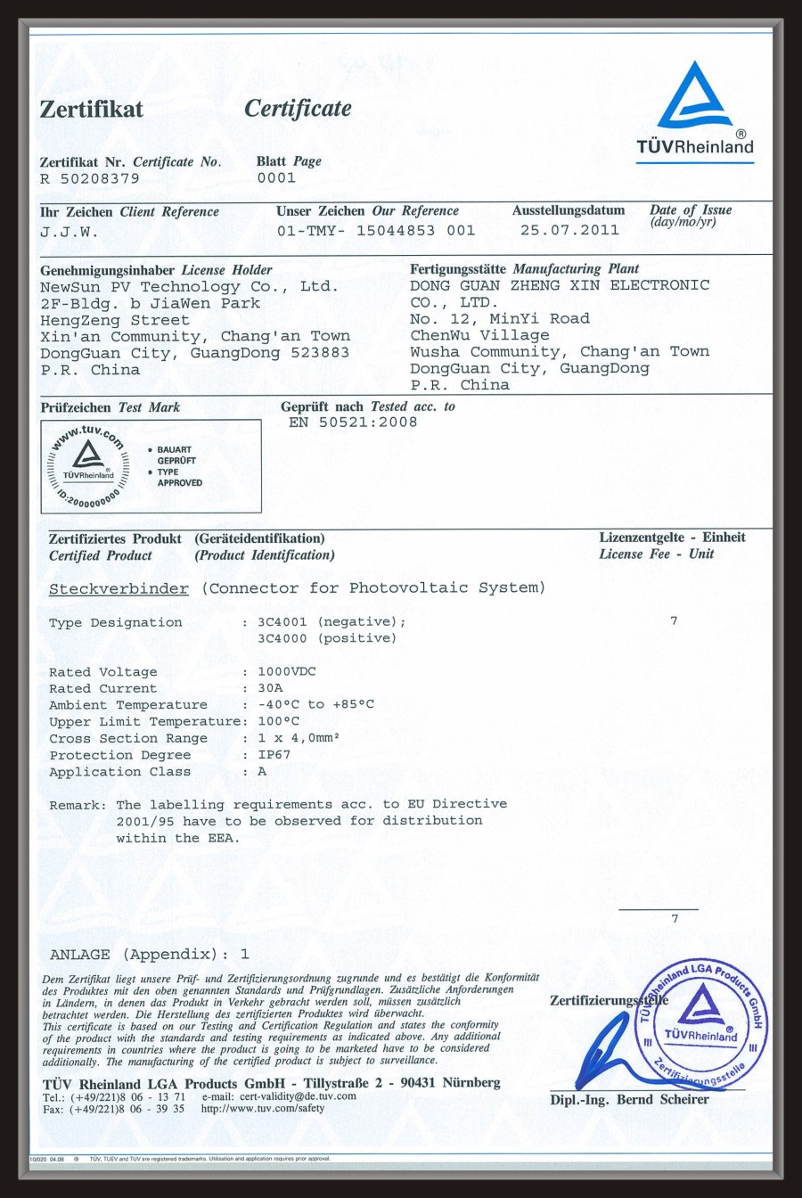 TUV certifikat